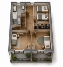 Exklusives Neubauprojekt - modernes Reihenhaus in Ennepetal - Grundriss OG mit Balkon