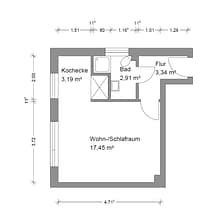 Exklusives 1-Zimmer-Wohnparadies in Essen-Stadtwald - Grundriss