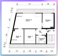 Dachgeschoss Idylle mit drei Zimmern - Grundriss