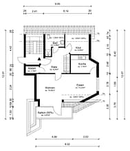 Charmante Maisonette-Eigentumswohnung in Dachgeschoss mit Balkon - Grundriss untere Ebene